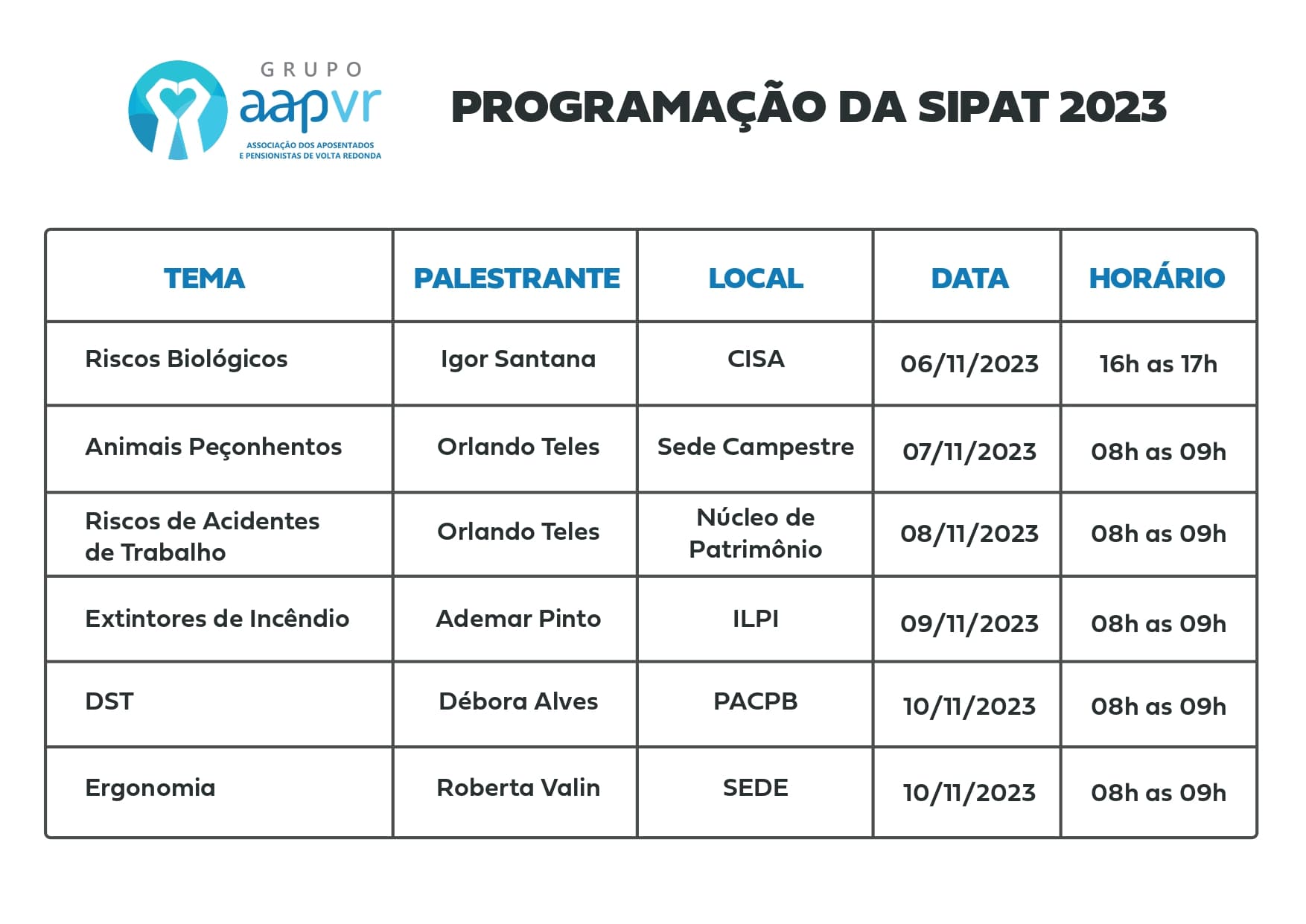 Programação SIPAT